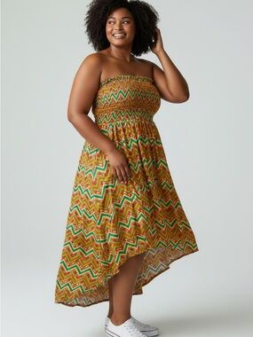 Hello Kitty Bright Chevron Strapless Maxi Dress